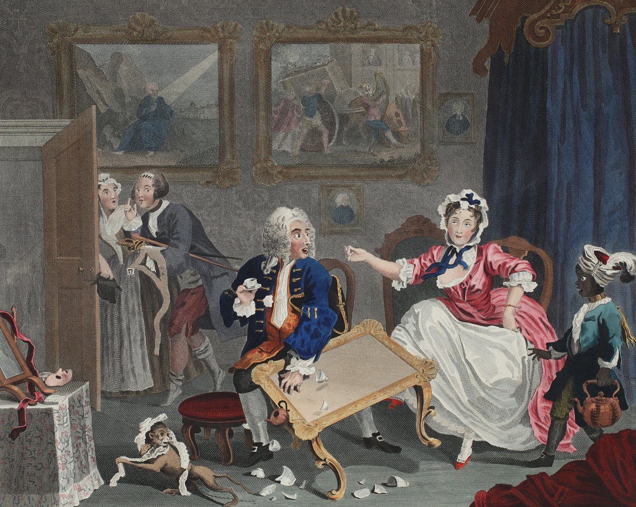 Harlot的进步，第二版，来自&39;Hogarth Restored：着名的William Hogarth的全部作品，由托马斯库克重新雕刻&39;，酒吧。 1812年（手工雕刻） 作者 威廉·霍加斯