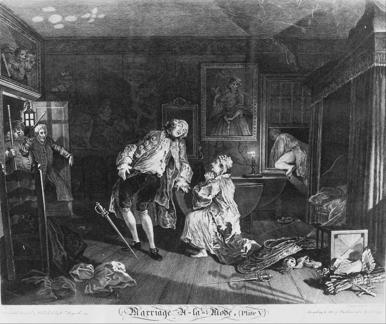 MarriageàlaMode，Plate 5，（伯爵的死亡） 作者 威廉·霍加斯