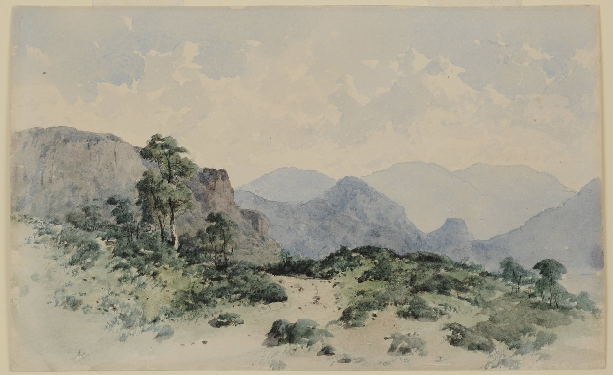 Lake District Fells，Borrowdale，1840-58（纸上写着） 作者 威廉·詹姆斯·布莱克洛克