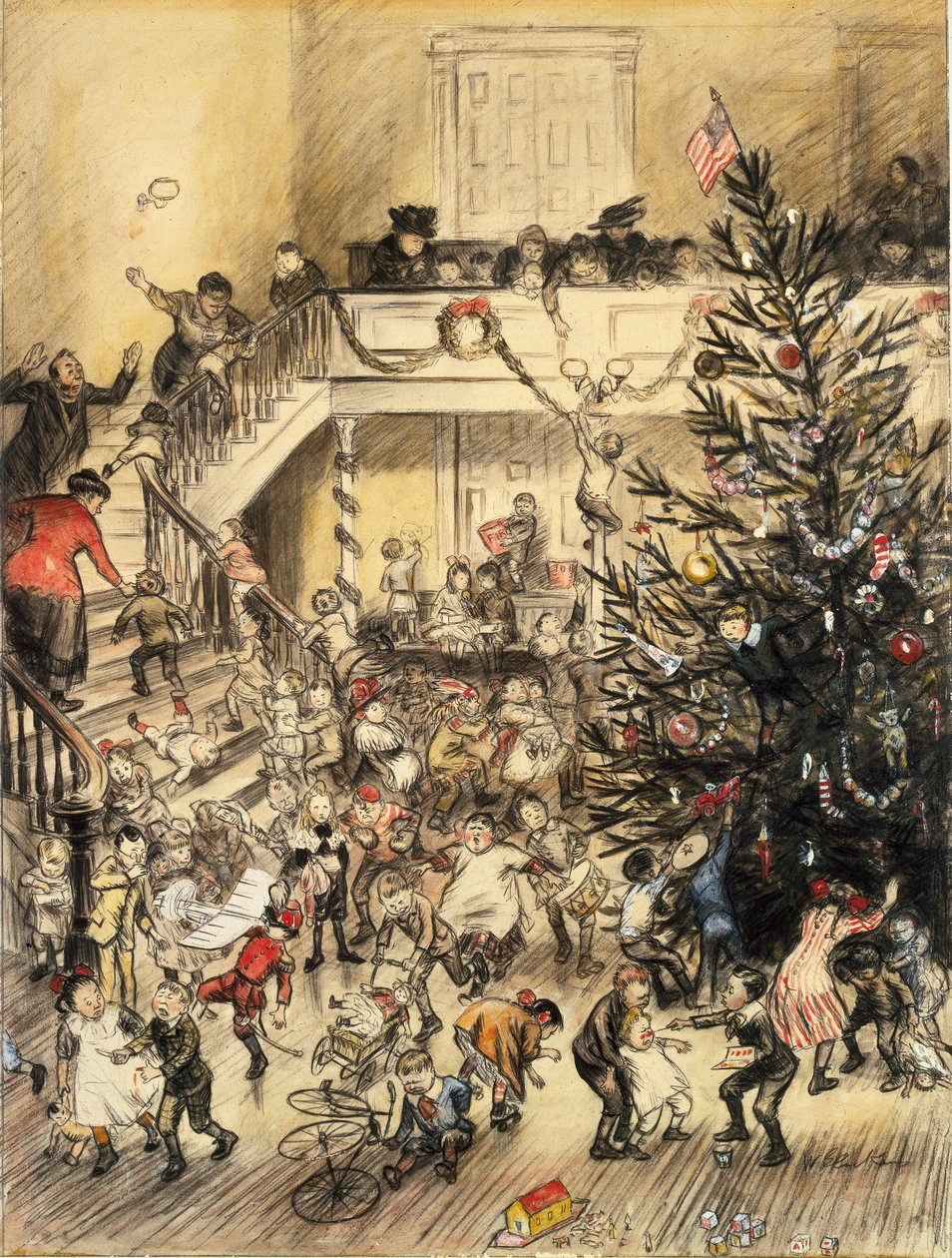 Yuletide Revel（墨水和纸张清洗） 作者 威廉·詹姆斯·格拉肯斯