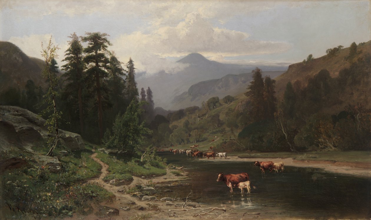 与牛的山风景，1879年 作者 威廉·基思
