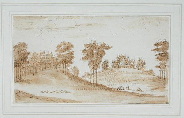 设计鹿园，1730年代（用纸笔在纸上用棕色水洗） 作者 威廉·肯特