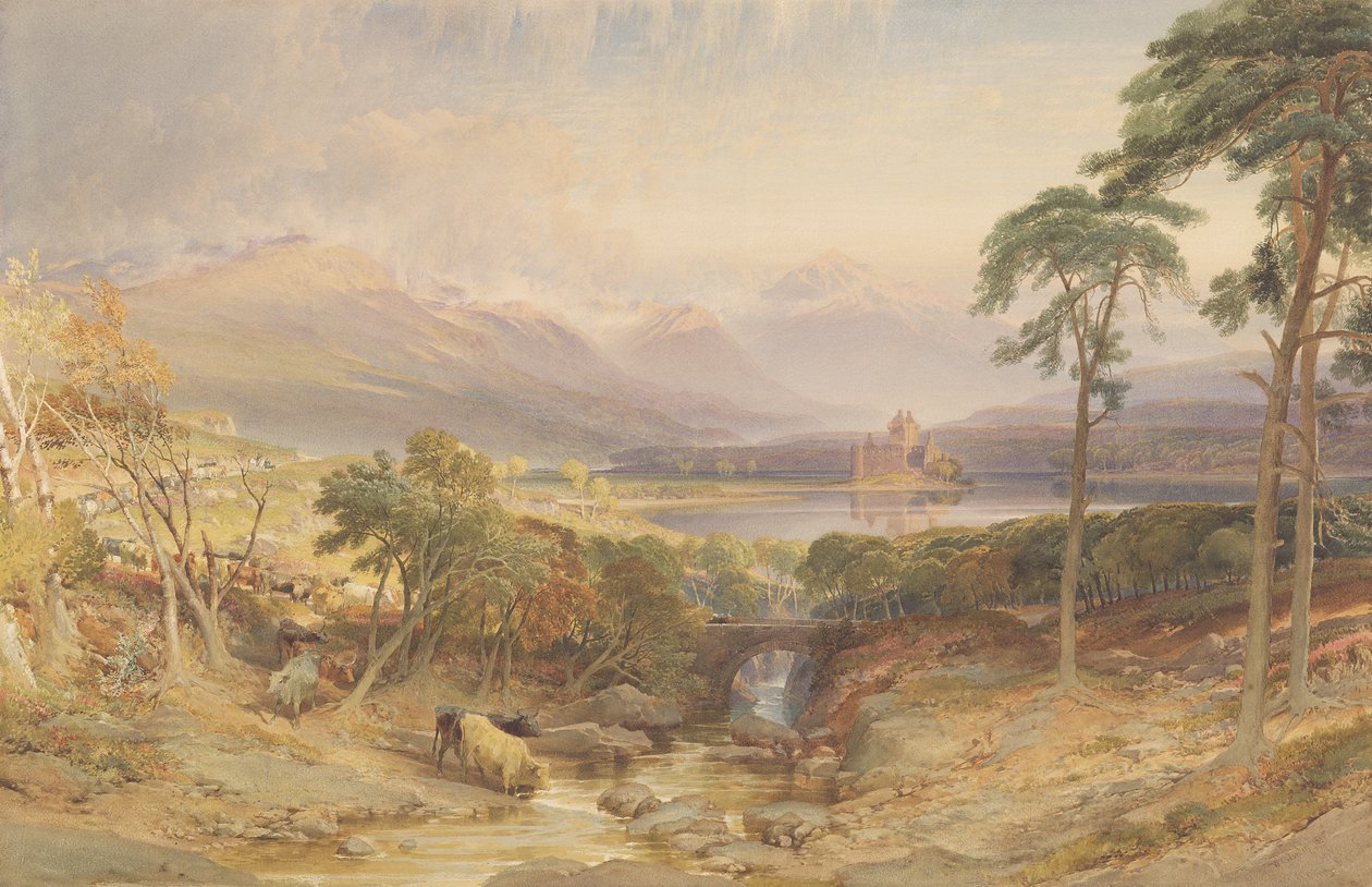 1865年，Argyllshire的Kilchurn城堡（wc，bc，在纸上划出石墨） 作者 威廉·莱顿·利奇