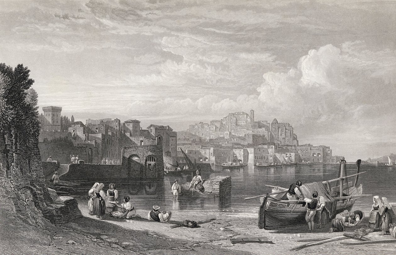 Pozzuoli，Puteoli古镇，由William Richardson（1842-77）在“The Imperial Bible Dictionary”中镌刻，由Blackie und Son出版，1880年代 作者 威廉·莱顿·利奇