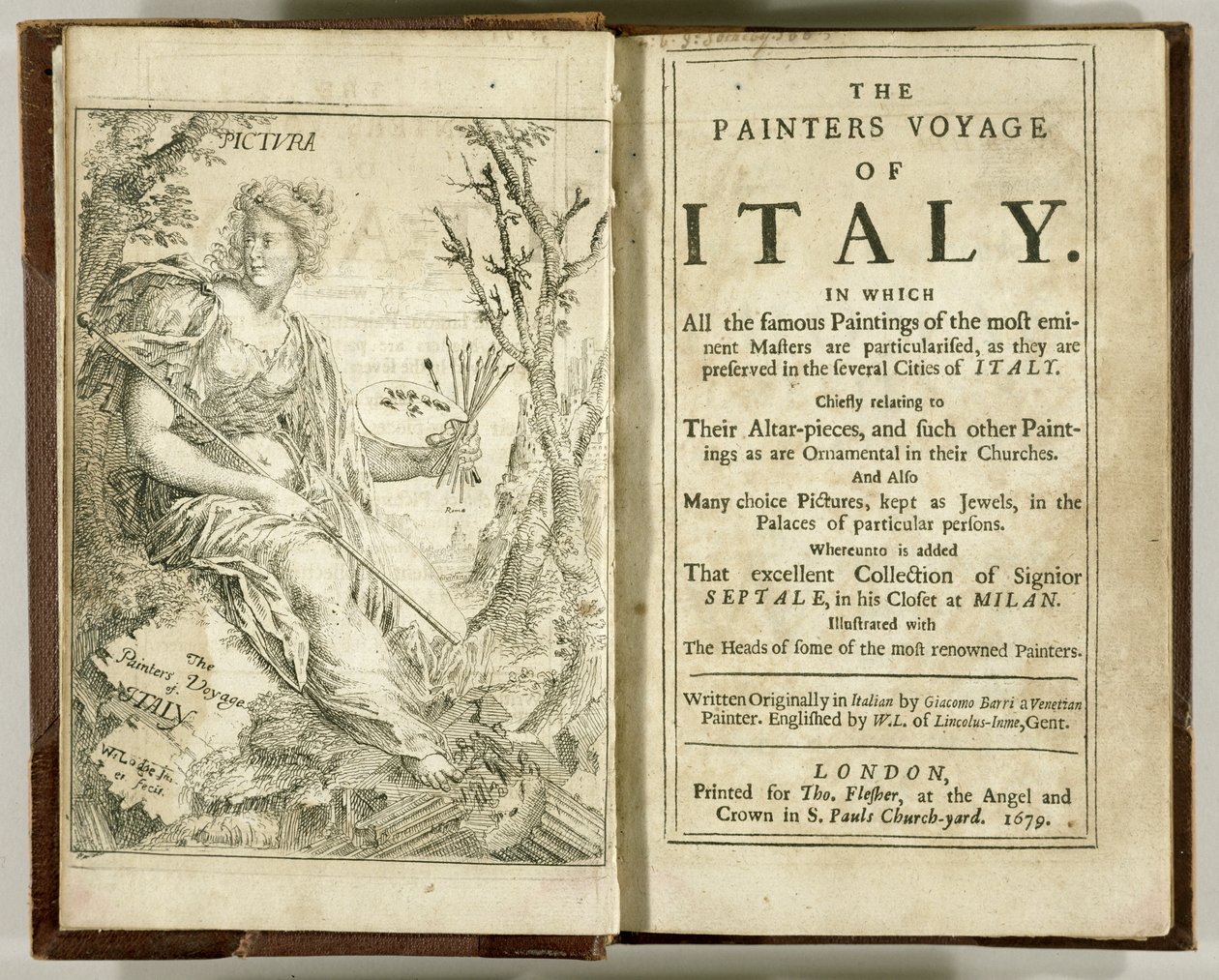 意大利The Painters Voyage的标题页...... Giacomo Barri，1679年 作者 威廉洛奇