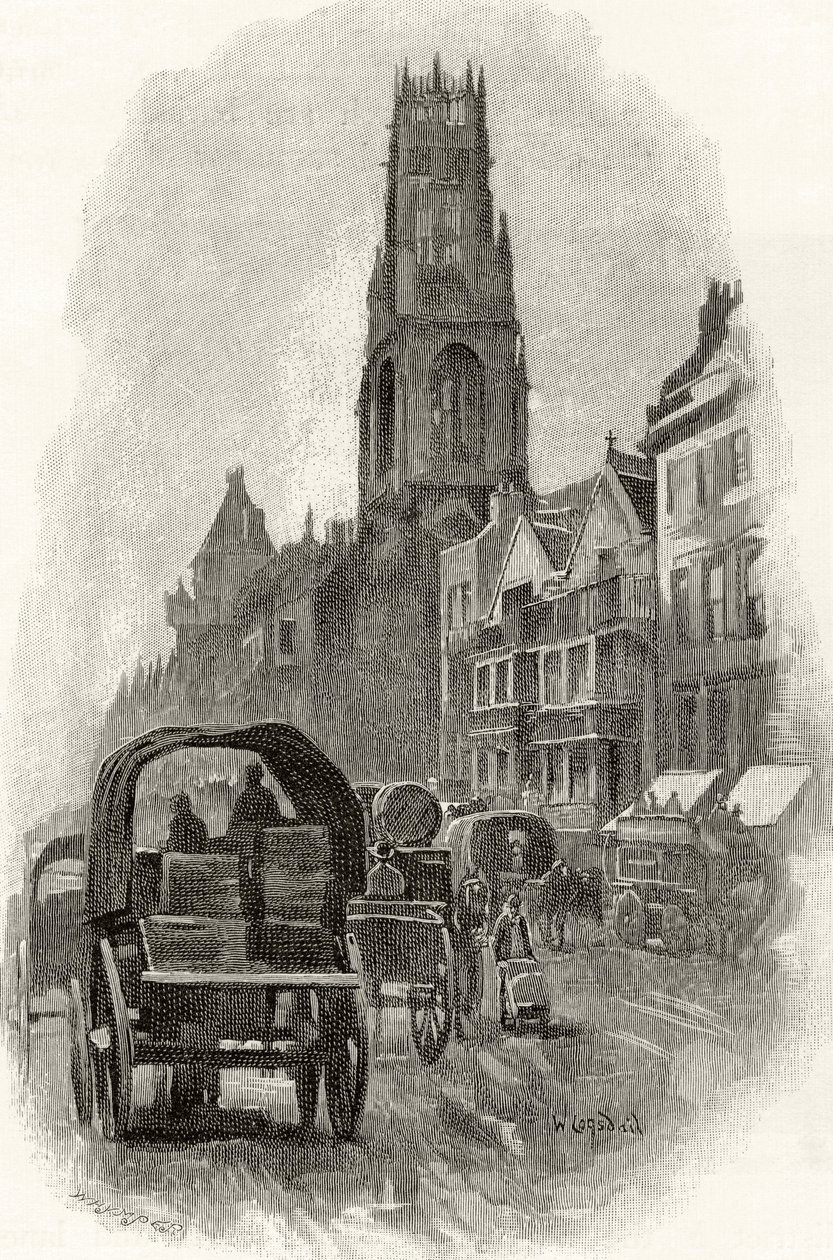 Fleet Street，来自&39;伦敦图片：用钢笔和铅笔绘制&39;，由Rev. Richard Lovett创作，出版于1890年 作者 威廉·洛格斯戴