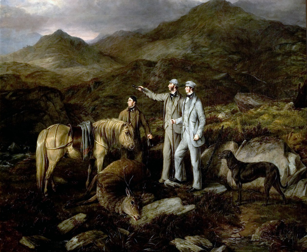 1852年在苏格兰的Stag Hunt 作者 威廉·卢克