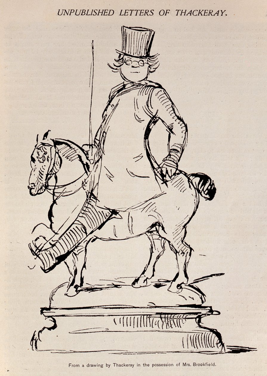 漫画作者的自画像，插图来自&39;Scribner&39;s Magazine&39;，pub.1887 作者 威廉·马克和平·萨克雷