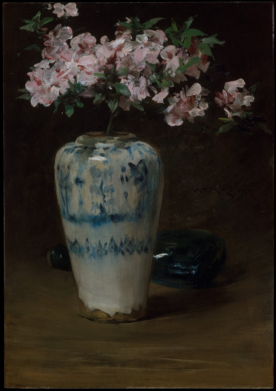 粉红杜鹃花，中国花瓶，1880-90 作者 威廉·梅里特·蔡斯