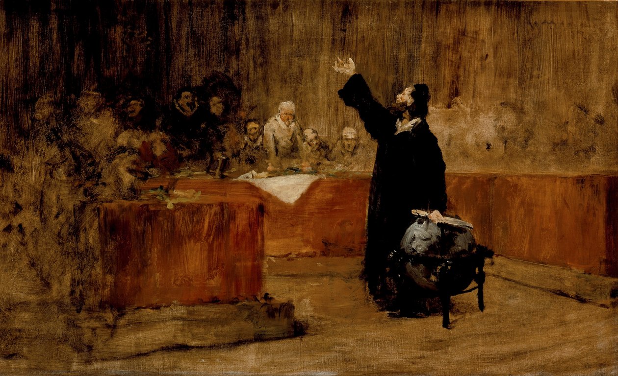 在萨拉曼卡委员会面前为哥伦布绘制草图，c.1876 作者 威廉·梅里特·蔡斯
