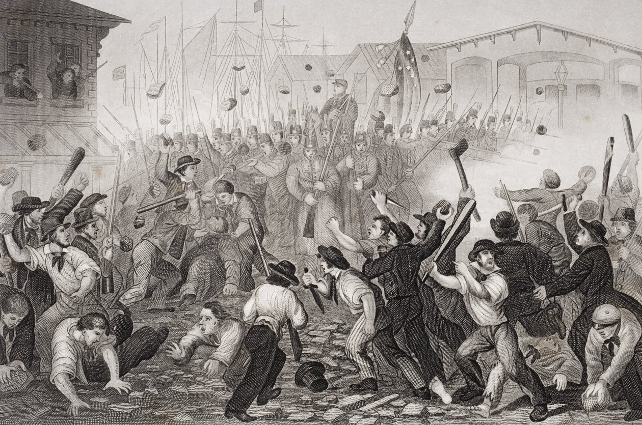 1861年4月19日在马里兰州巴尔的摩攻击马萨诸塞州第6号 作者 威廉·蒙伯格