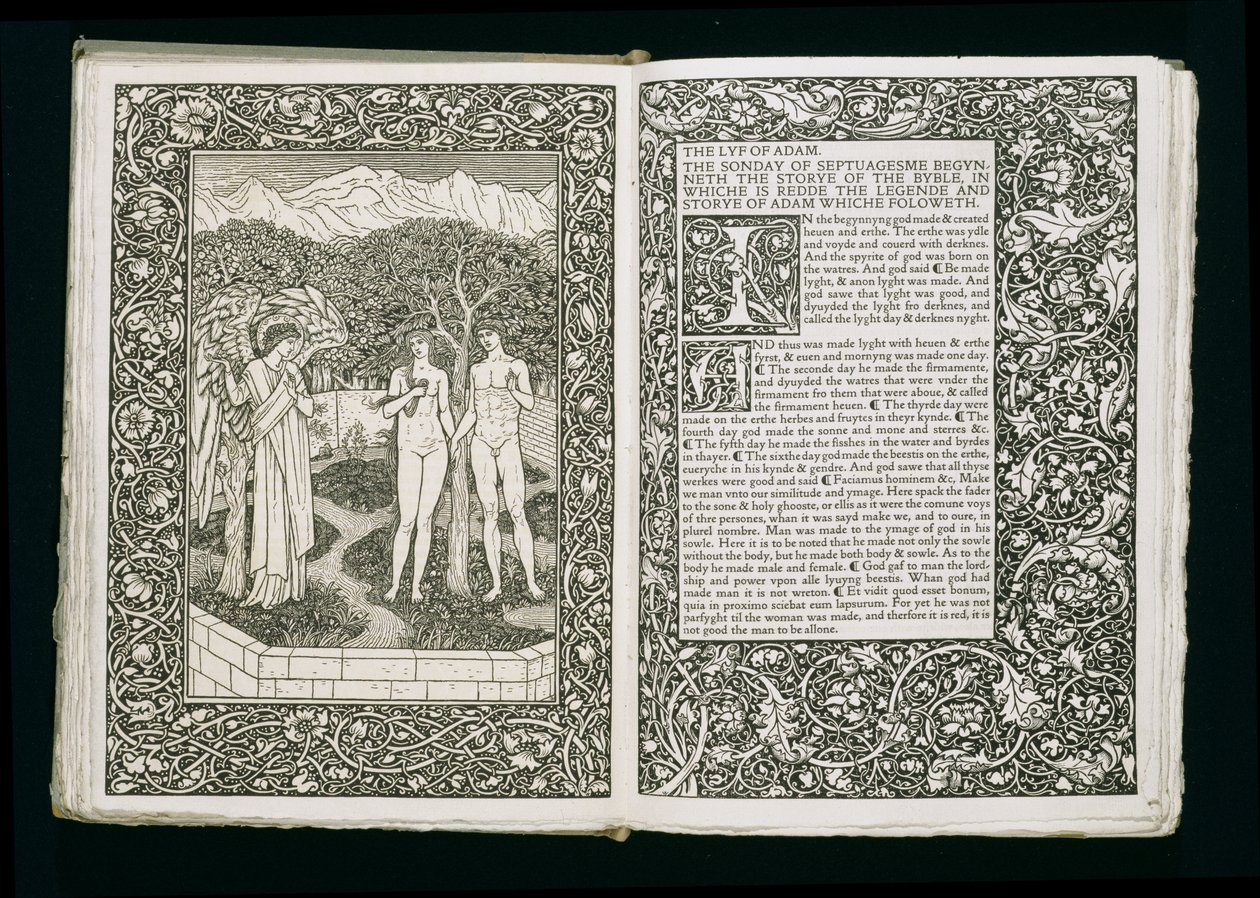 亚当和夏娃，来自&39;Kelmscott Chaucer&39;，由Kelmscott Press出版，1896年 作者 威廉·莫里斯