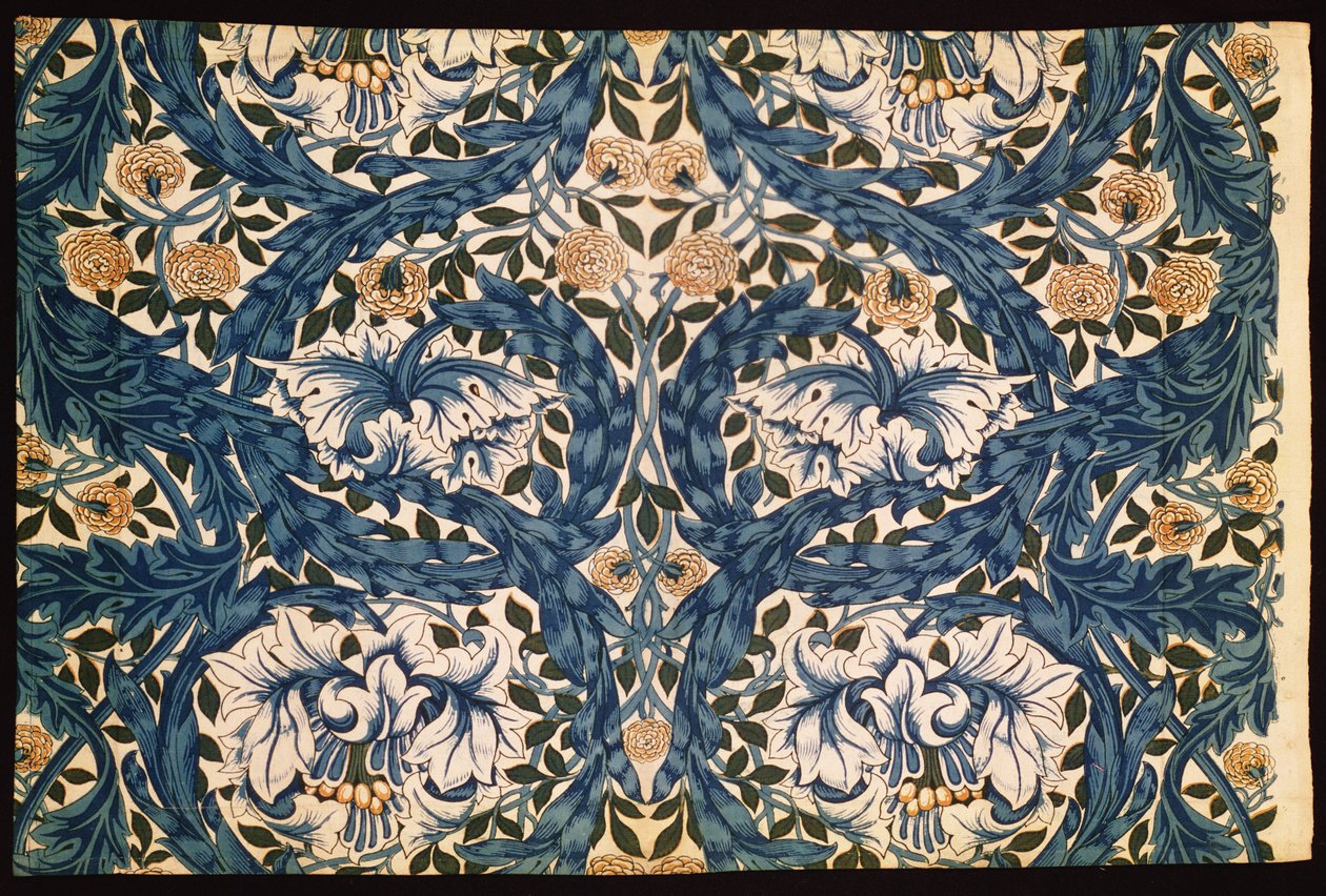 &39;非洲万寿菊&39;设计，1876年（印花棉） 作者 威廉·莫里斯