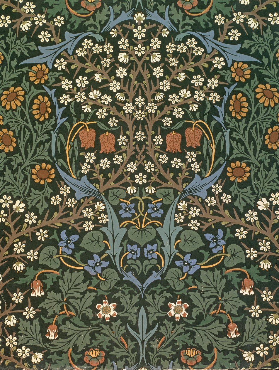 &39;Blackthorn&39;壁纸，由William Morris（1834-96）设计，1892年 作者 威廉·莫里斯