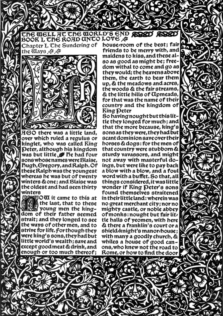 第一章的头版，取自1896年William Morris的“世界尽头的井” 作者 威廉·莫里斯