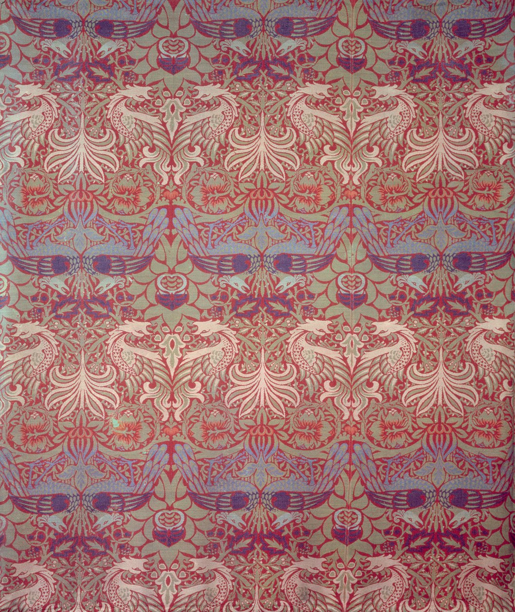 孔雀和龙，由莫里斯公司制造，1878年（原装饰羊毛面板） 作者 威廉·莫里斯