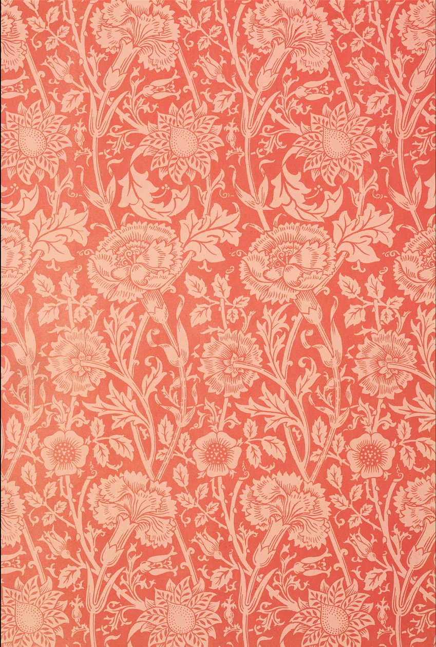 &39;Pink and Rose&39;壁纸设计，1891年 作者 威廉·莫里斯