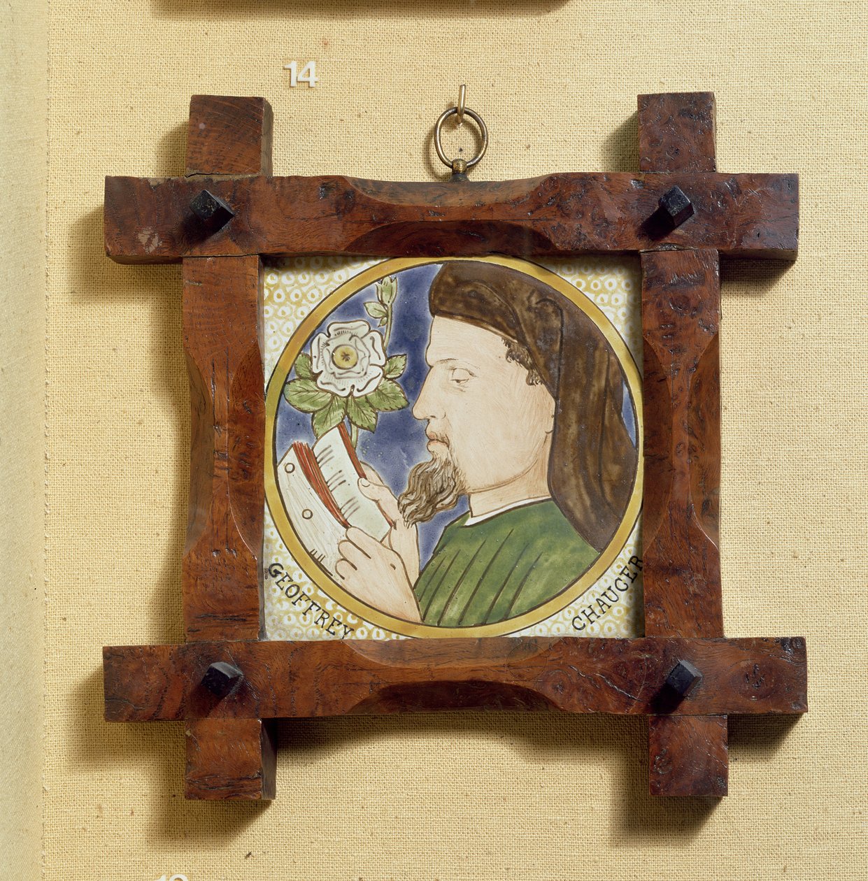 Geoffrey Chaucer的肖像（c.1340-1400）（瓷砖） 作者 威廉·莫里斯