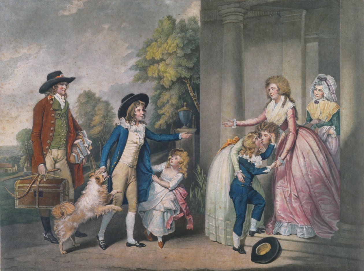 Dulce Domum或The Return from School，由约翰·琼斯（1745-97）雕刻，1790年（彩色雕刻） 作者 威廉·雷德摩尔·比格