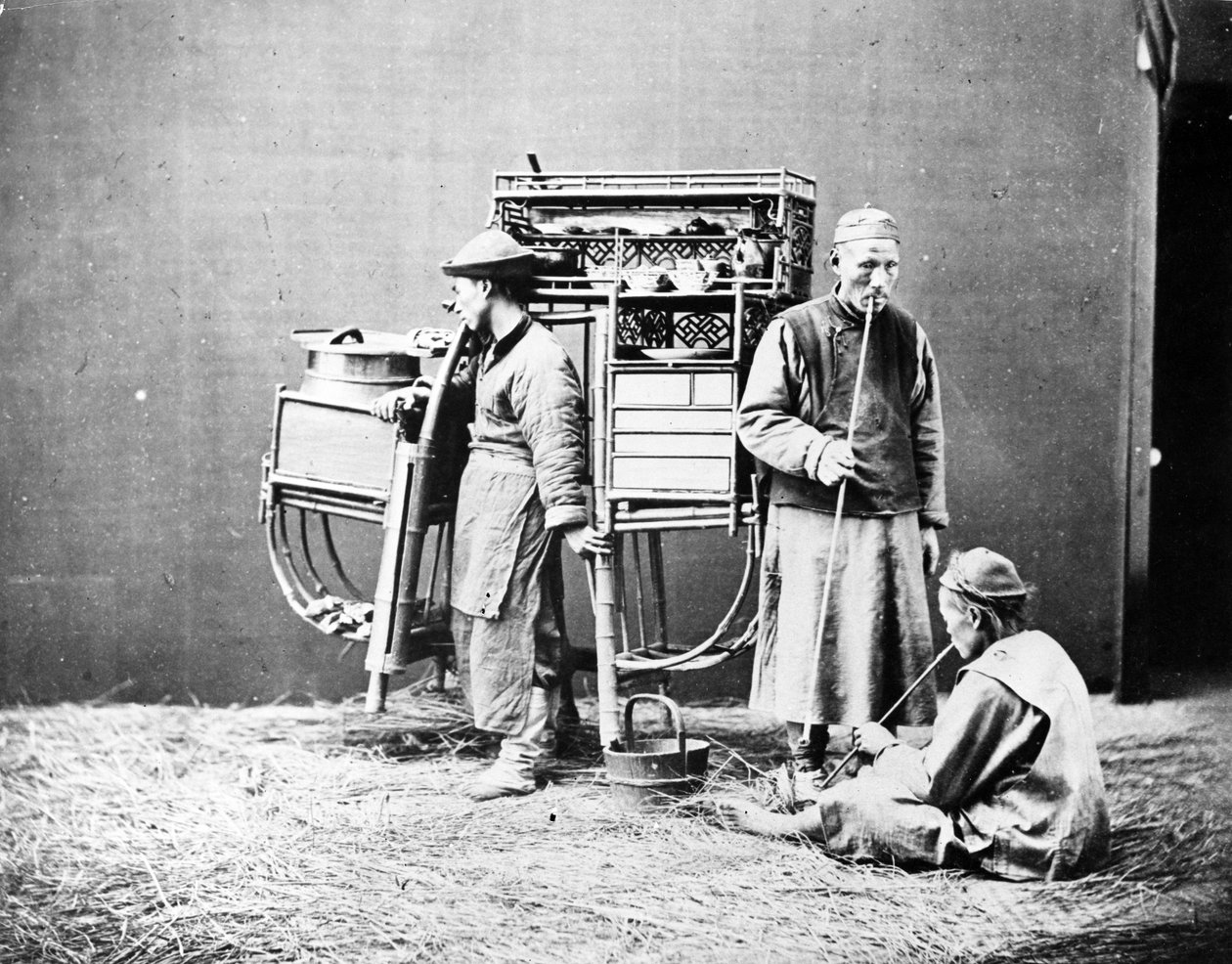 摆在街头食品卖家的肖像，c.1875 作者 威廉·桑德斯