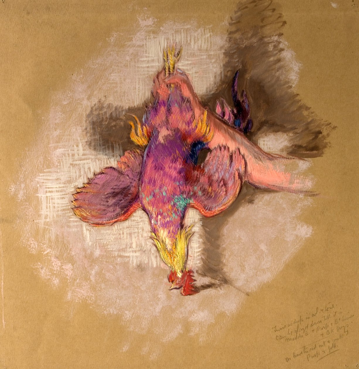 研究一只手臂和一只手抱着家禽的腿“高地攻略”，c.1918 作者 威廉·沙克尔顿