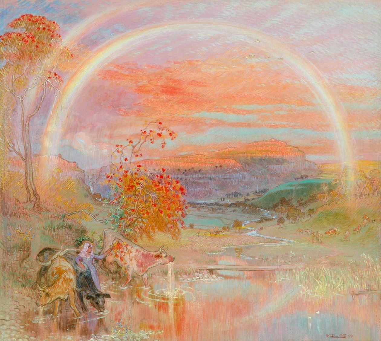The Rainbow，Malhamdale，1918年（纸上油） 作者 威廉·沙克尔顿