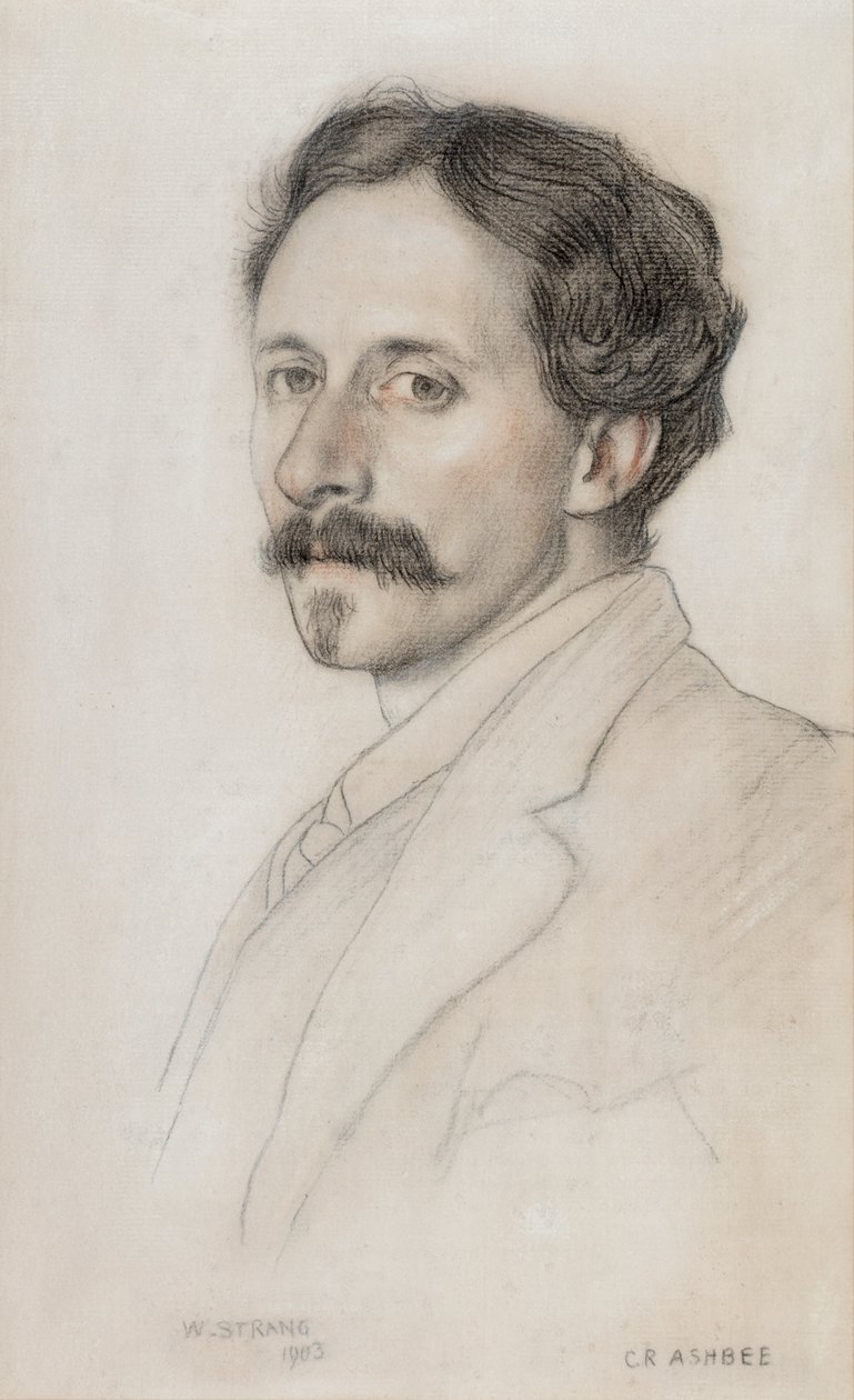 Charles Robert Ashbee（1863-1942）1903年的肖像（木炭和粉笔） 作者 威廉·斯特兰德