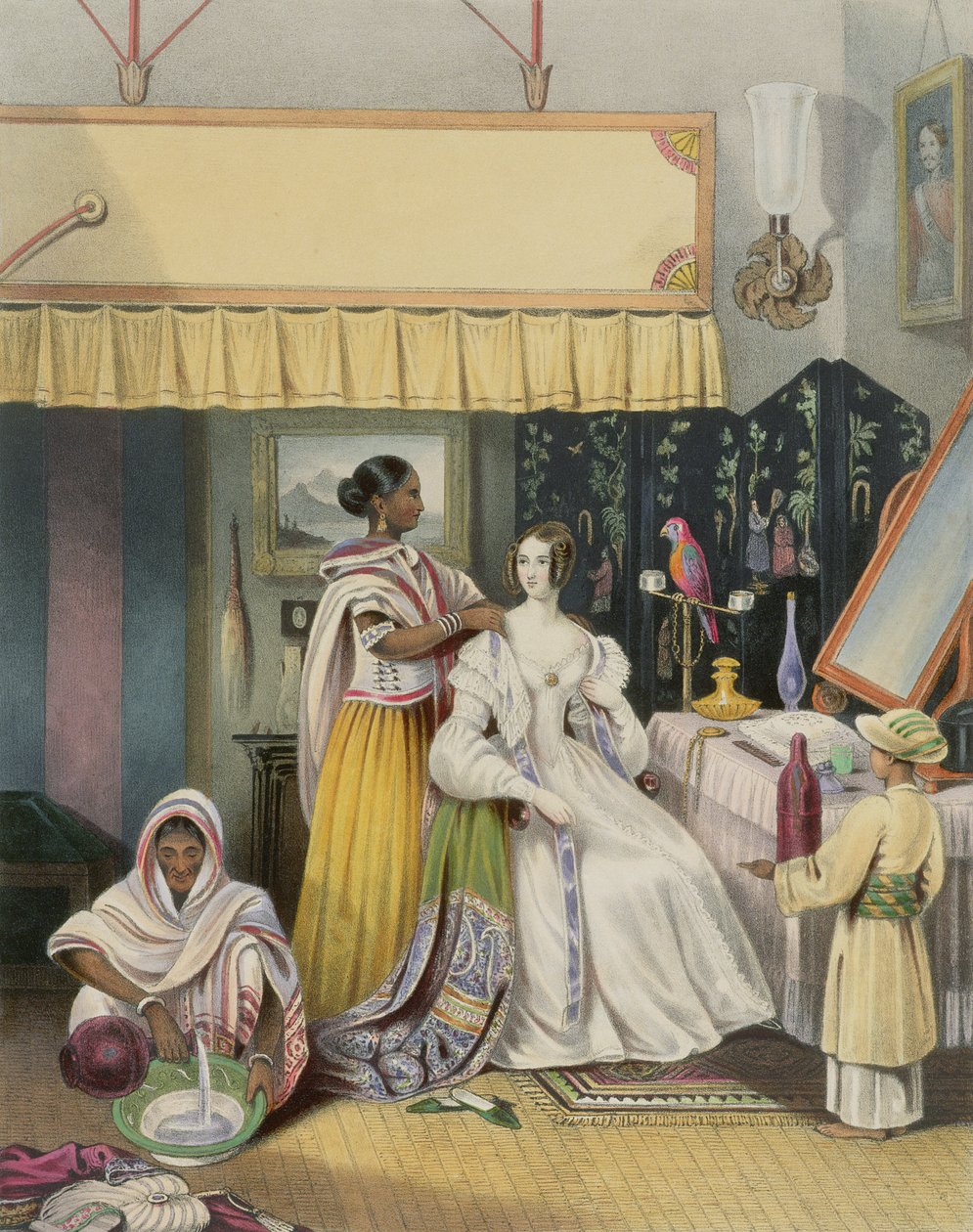 The Young Lady&39;s Toilet，来自&39;Anglo Indians&39;的2号板，由J. Bouvier雕刻，1842年 作者 威廉·泰勒