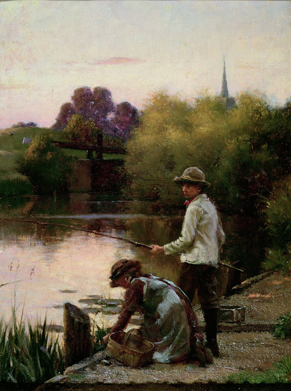 有点纠结，River Severn Lock，Nr。伍斯特 作者 威廉·泰隆·布兰福德·弗莱彻