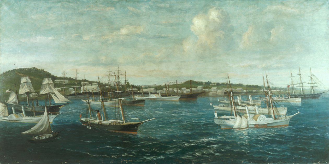 百慕大圣乔治港口的封锁运动员，c.1861-65 作者 威廉·托格森