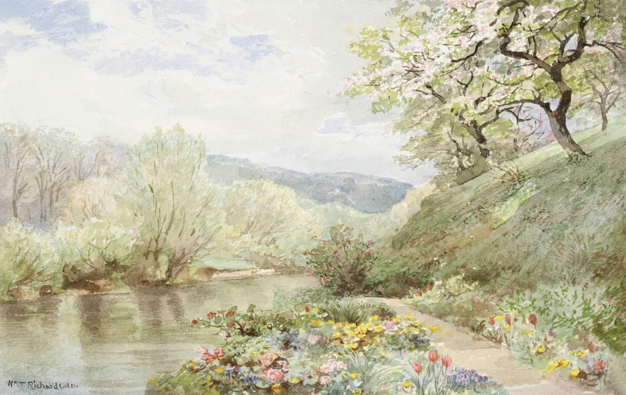1901年康涅狄格州迦南的菲德利亚桥梁花园（wc＆gouache on paper） 作者 威廉·特罗斯特·理查兹