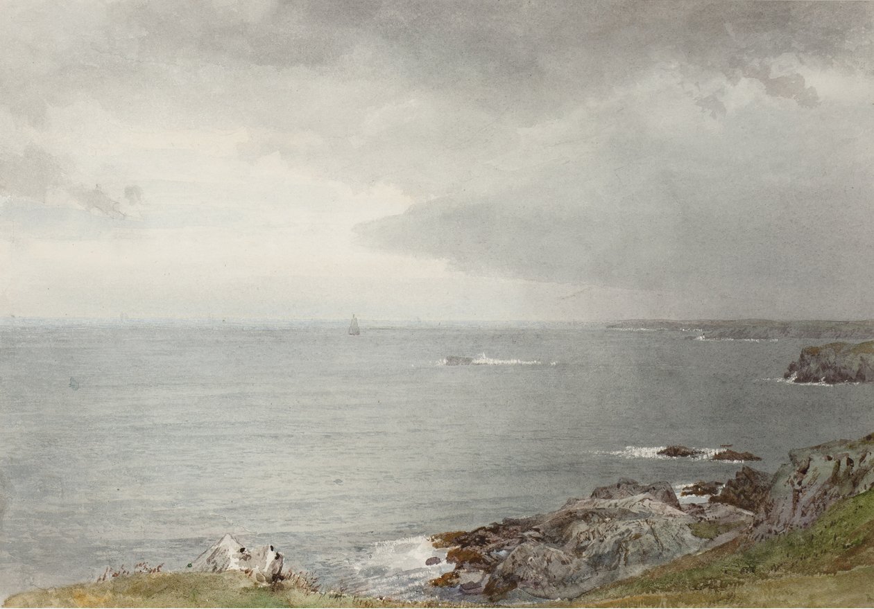 即将到来的雨，Narragansett湾，c.1874-80（wc on off-white wove paper） 作者 威廉·特罗斯特·理查兹