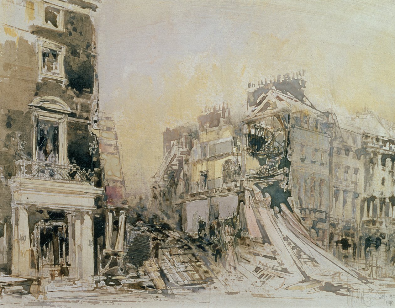 The Blitzed Arts Club，1940年9月19日（纸上蚀刻） 作者 威廉·沃尔科特