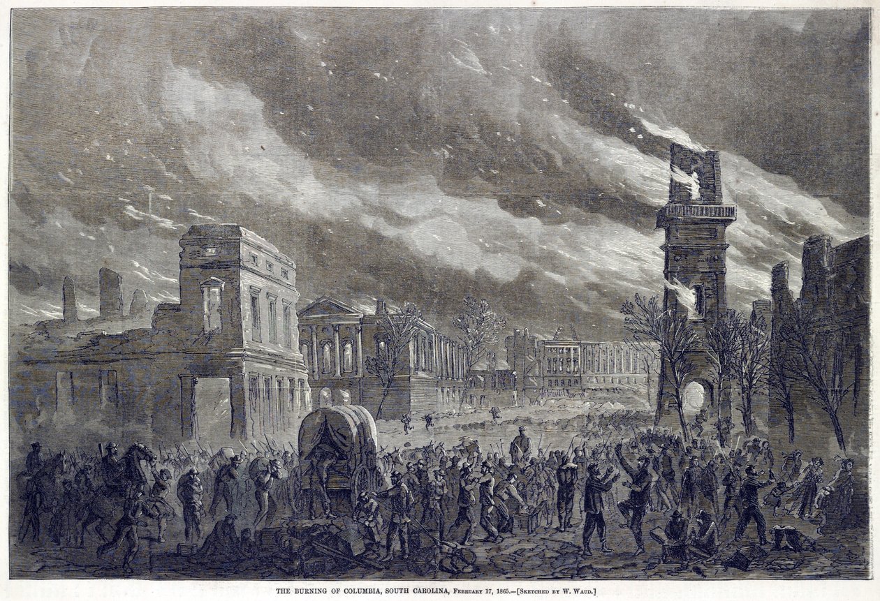 燃烧的哥伦比亚，南卡罗来纳州，1865年2月17日，酒吧。 1865年 作者 威廉·沃德