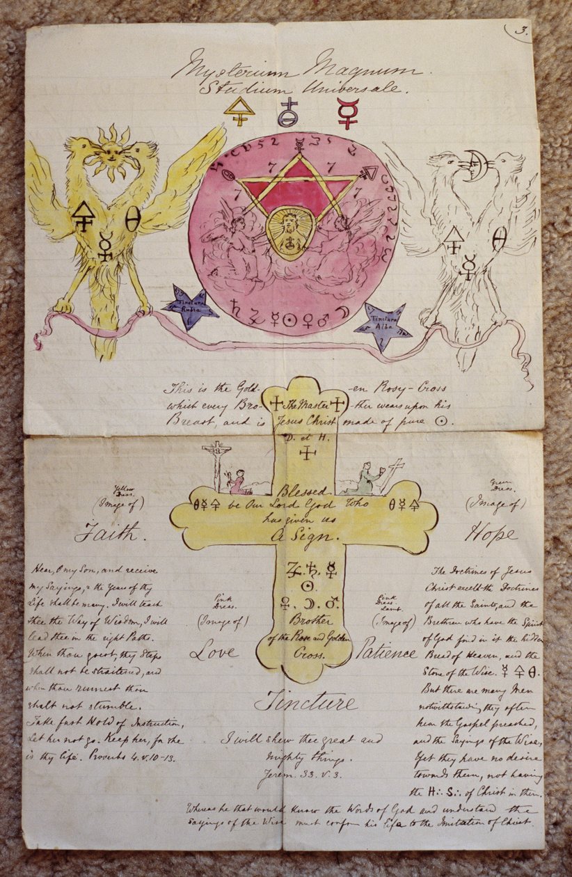 &39;Rose-croix&39;拉面的原始粗糙设计，1888年（墨水和纸张上的wc） 作者 威廉·永利·韦斯科特
