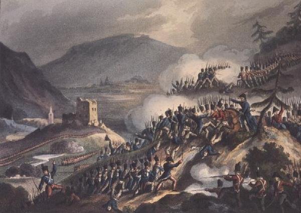 卡斯塔拉战役，1813年4月13日，由Thomas Sutherland（bc1785）雕刻，1813年 作者 希思之后的威廉