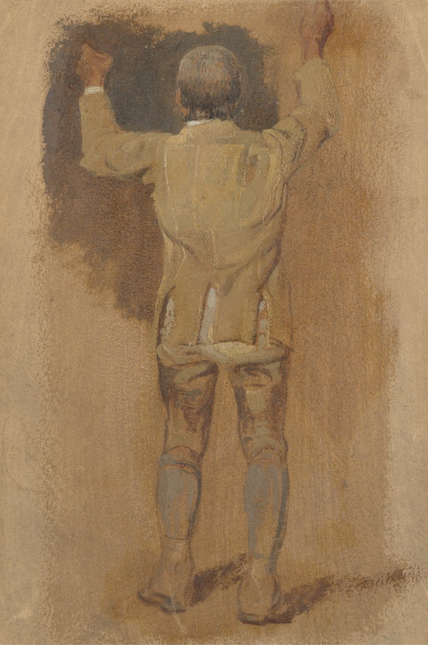 一个新郎的研究，从后面看，1857年（棕褐色的油） 作者 威廉·哈维尔