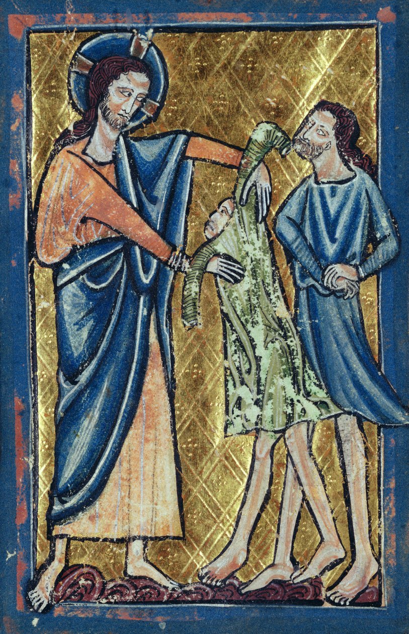 上帝服装亚当和夏娃，来自圣经图片，c.1250 作者 威廉·德·布雷莱斯