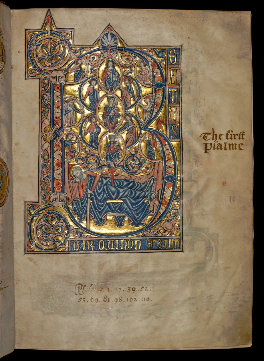 322 f.7r女士，诗篇1，初始B，耶西树，来自&39;De Braile Psalter&39;的插图，c.1250 作者 威廉·德·布雷莱斯