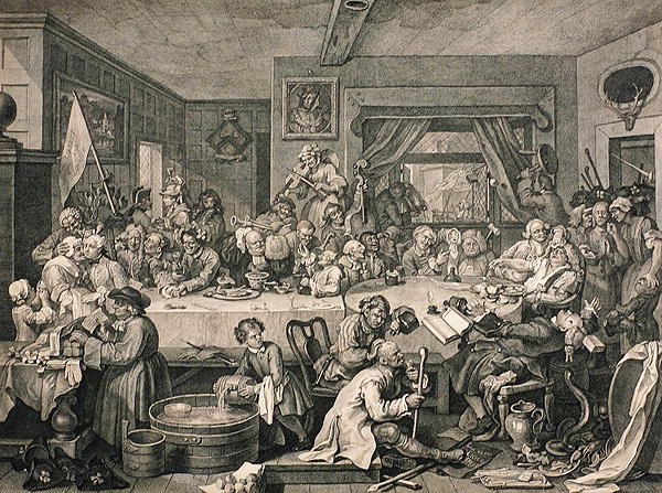 一场选举的娱乐活动，出自《威廉-霍加斯的作品》，1833年出版（版画）。 作者 威廉（继）霍加斯