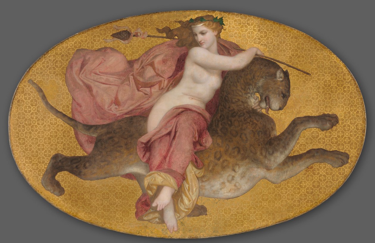 豹子上的Bacchante，1855年。 作者 威廉·阿道夫·布格罗