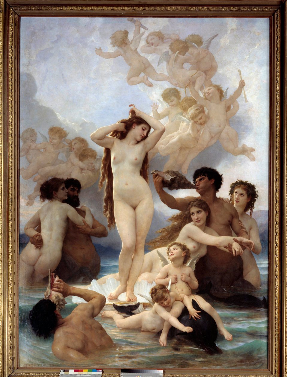 威廉·阿道夫·布格罗（William Adolphe Bouguereau，1825-1905 年）的绘画《维纳斯的诞生》。 1879. Sun 3x2,15 m 巴黎奥赛博物馆。 作者 威廉·阿道夫·布格罗