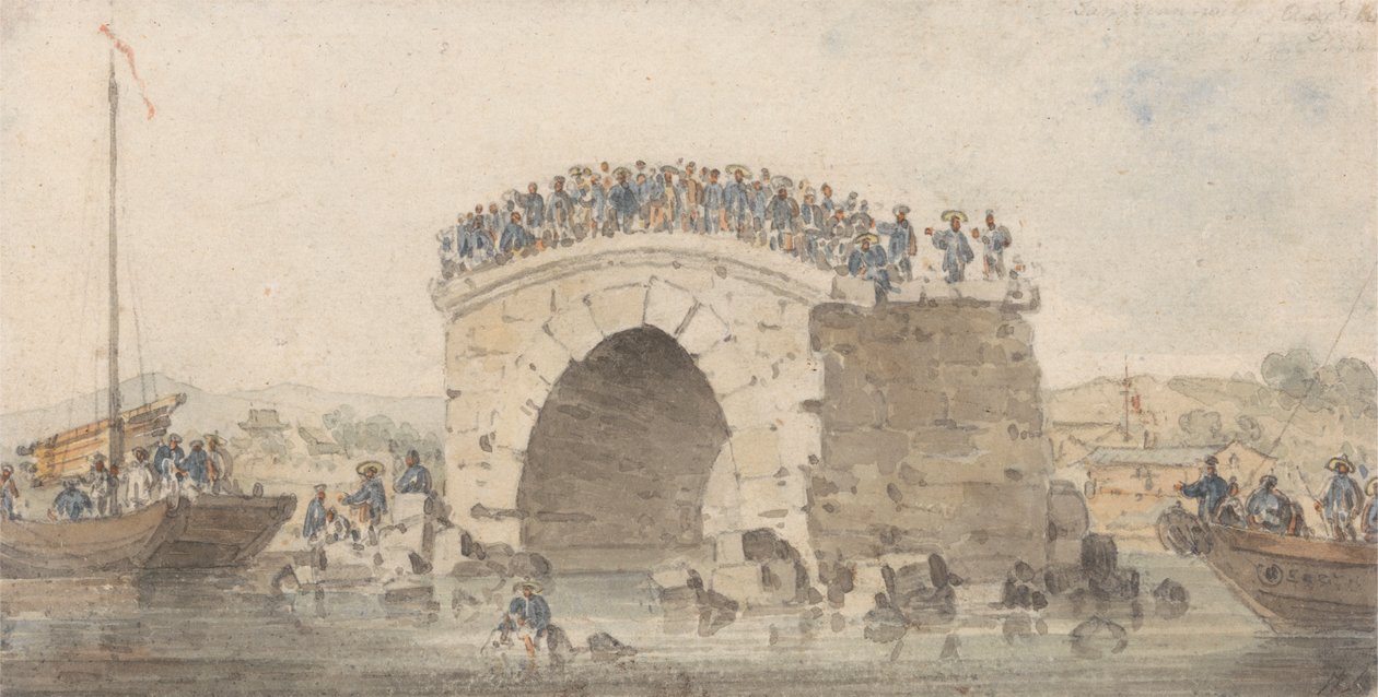 通州附近北河三仙围的一座桥遗迹，1793 年 8 月 15 日 作者 威廉·亚历山大