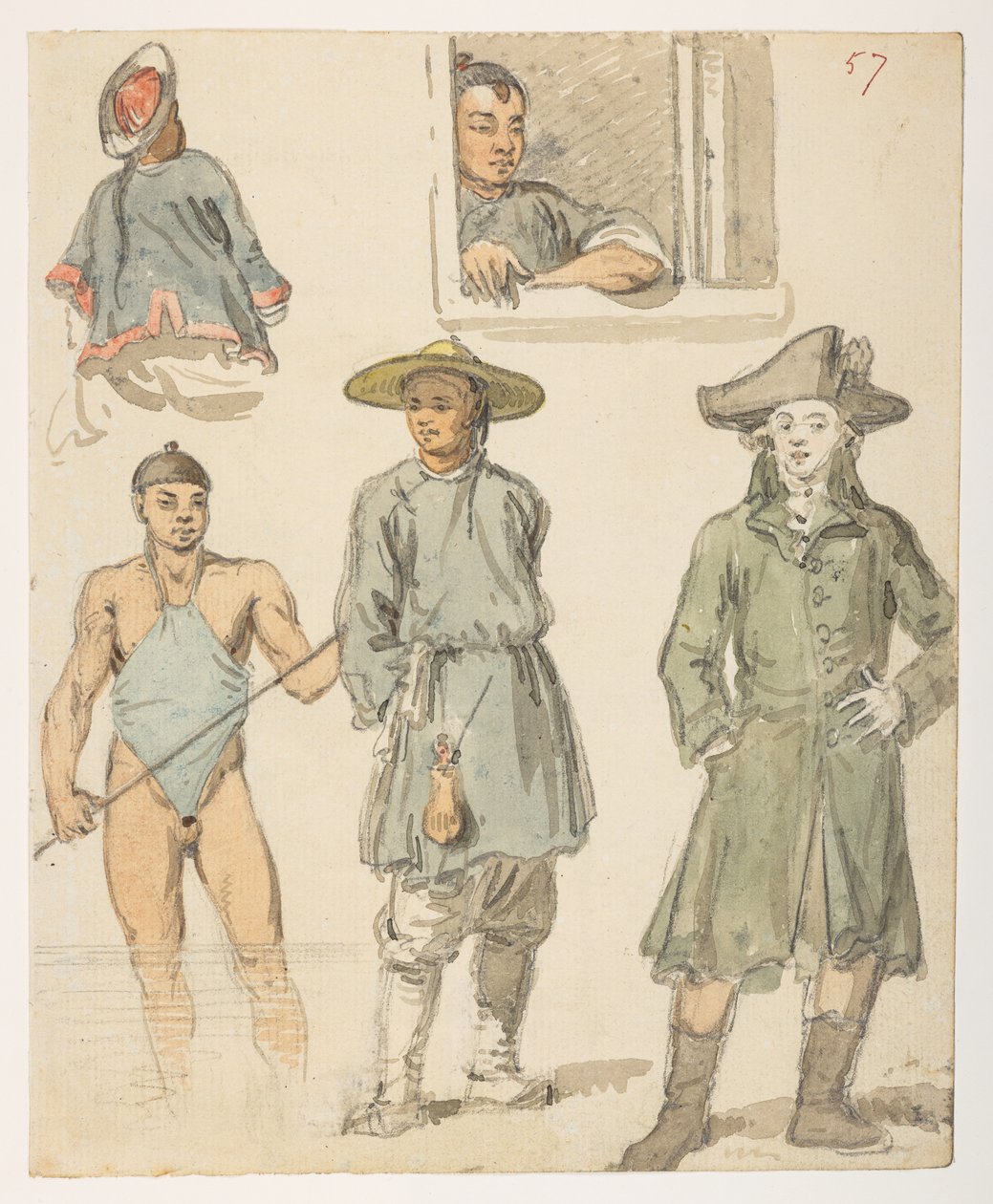 f.11 57 幅中国研究，选自马戛尔尼勋爵于 1792 年至 1794 年间出使中国期间绘制的 372 幅风景、海岸线、服饰和日常生活图册（纸面铅笔和水彩画） 作者 威廉·亚历山大