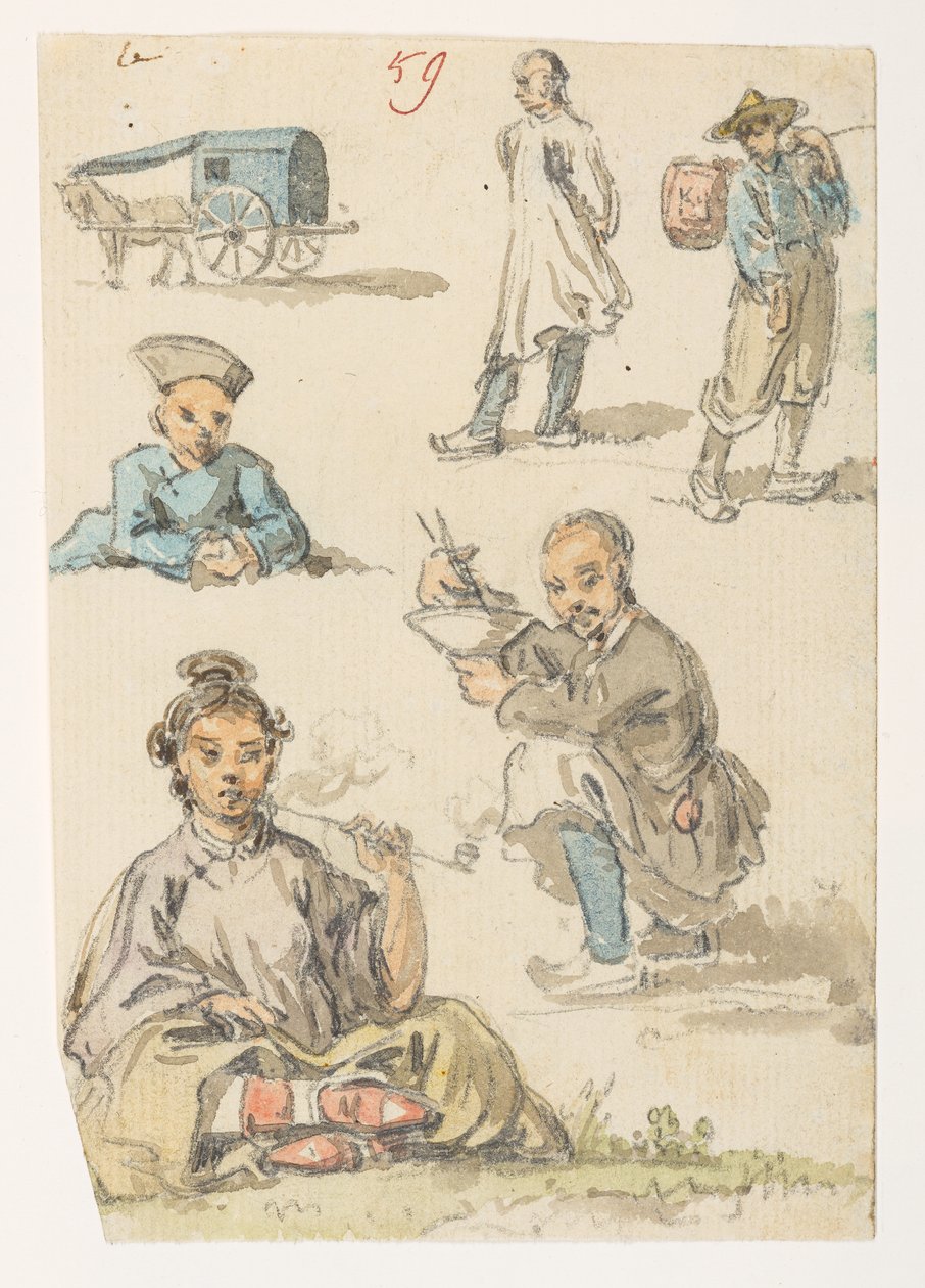 f.11 59 幅中国研究，选自马戛尔尼勋爵于 1792 年至 1794 年间出使中国期间绘制的 372 幅风景、海岸线、服饰和日常生活画册（纸面铅笔和水彩画） 作者 威廉·亚历山大
