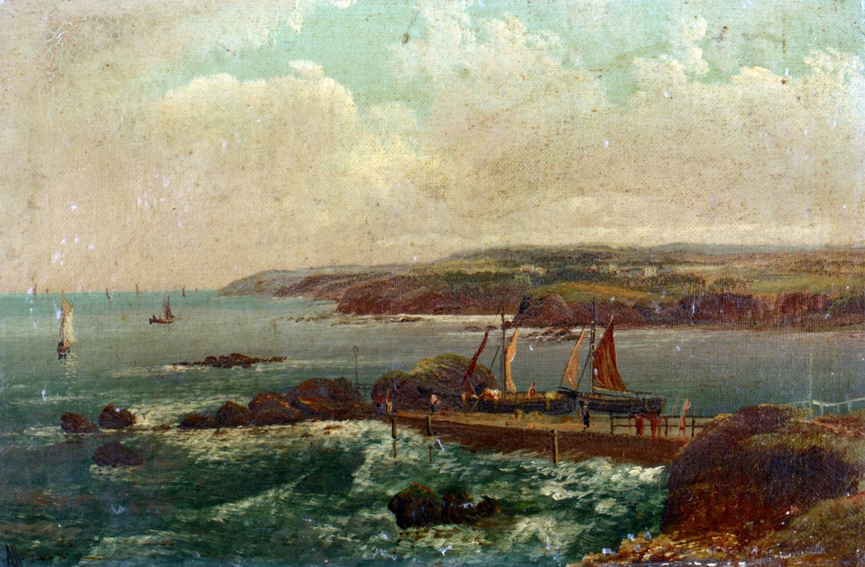 德文郡布德港（英格兰）。威廉-艾伦（1782-1850 年）的布面油画。 作者 威廉·艾伦