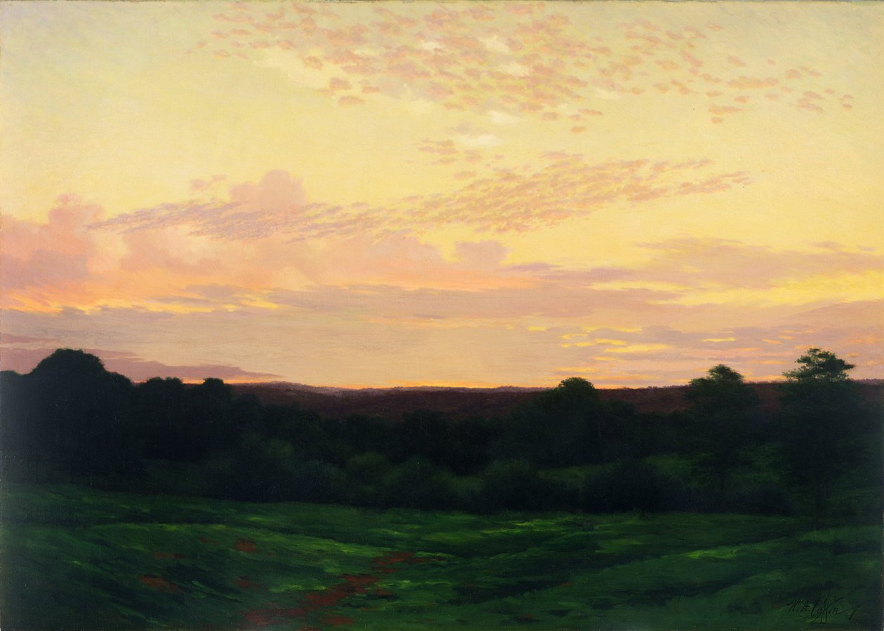 晚上，宾夕法尼亚州萨默塞特谷，c.1898（布面油画） 作者 威廉·安德森·科芬