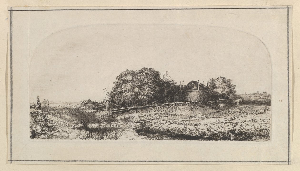 与干草堆和绵羊群的风景复制，1750-1810。 作者 威廉·贝利