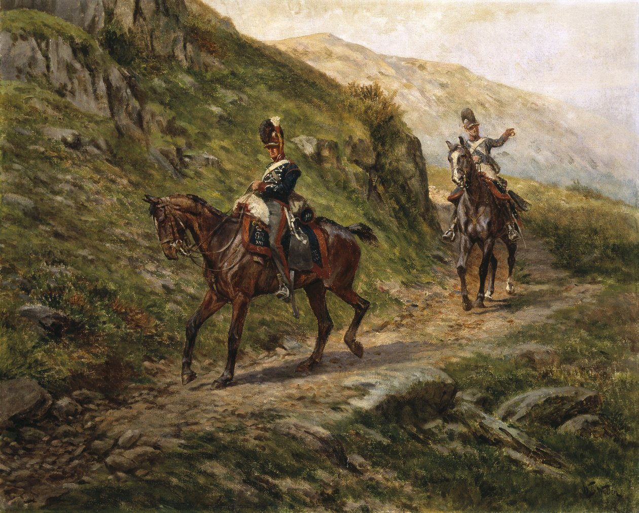 瞥见敌人，c.1910 作者 威廉·巴恩斯（William Barnes）羊毛