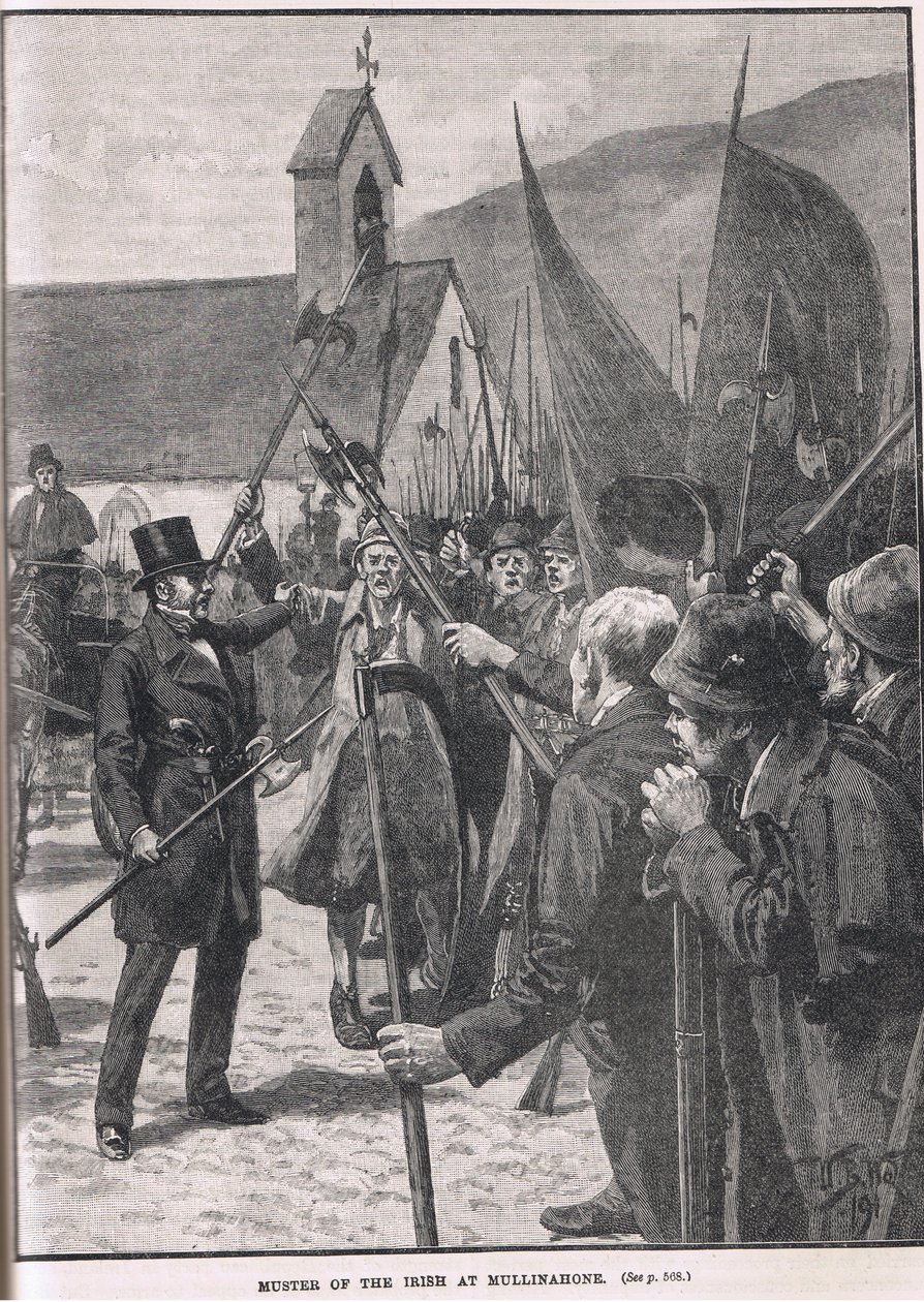 Mullinahone的爱尔兰人的集合，来自卡塞尔的“英国插图史”的插图，于1910年出版 作者 威廉·巴恩斯（William Barnes）羊毛